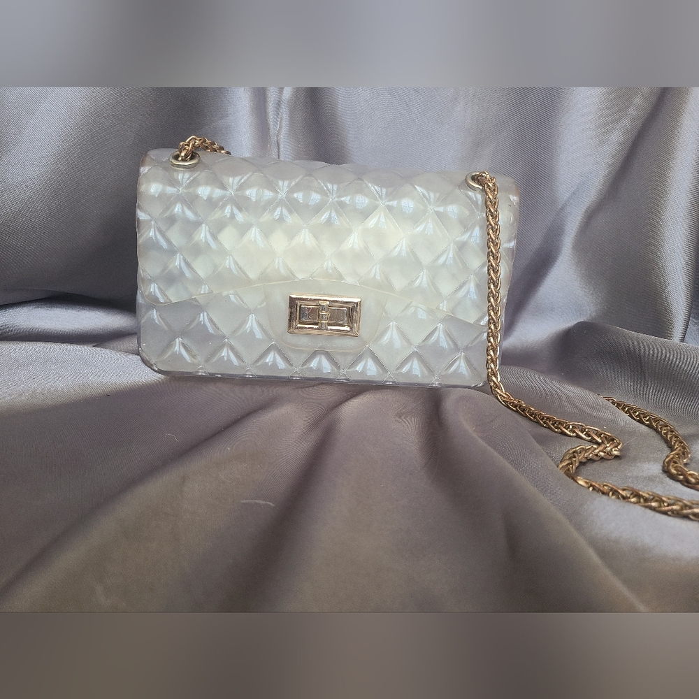 Clear jelly clutch style handbag